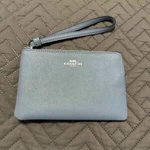 Coach Light Blue Leather Wristlet